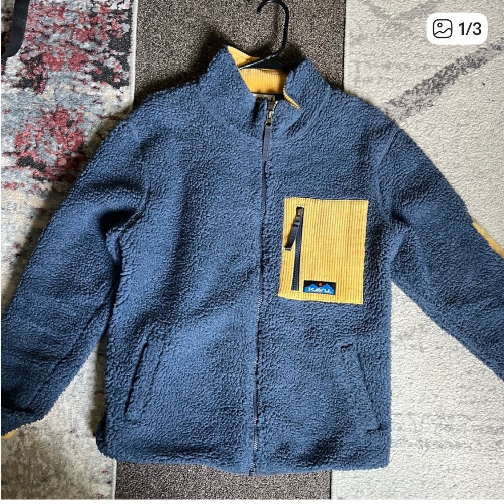 Kavu Fleece Jacket - Navy and Mustard